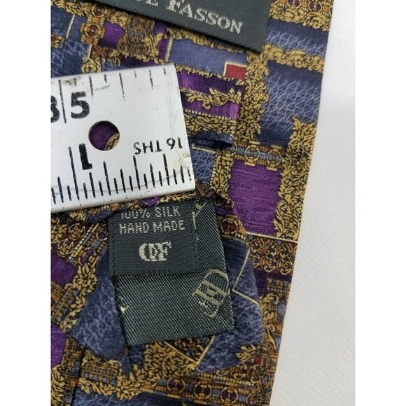 Daniel De Fasson Mens Necktie Geometric Pattern Silk Tie - Picture 7 of 9